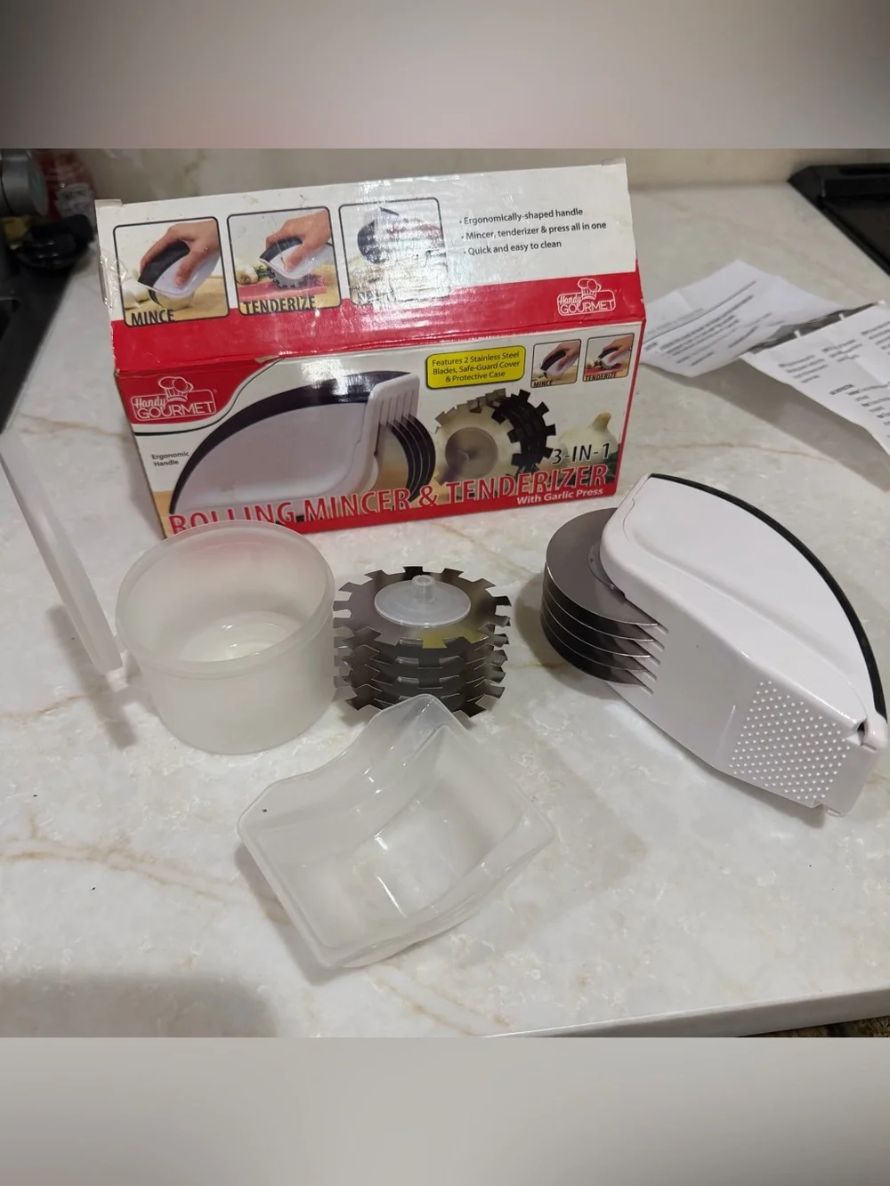 Handy Gourmet JB6763 Rolling Mincer & Tenderizer, White And Black
